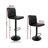 Furniture > Bar Stools & Chairs > Table & Bar Stools - Artiss 2x Bar Stools Kitchen Dining Chairs Gas Lift Stool Leather Black - Garden Yard