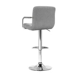 Furniture > Bar Stools & Chairs > Table & Bar Stools - Artiss 4x Bar Stools Fabric Gas Lift w/Armrest Grey - Garden Yard