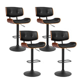 Furniture > Bar Stools & Chairs > Table & Bar Stools - Artiss 4x Bar Stools Gas Lift Leather All Black - Garden Yard