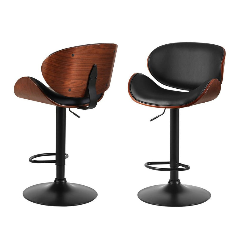 Furniture > Bar Stools & Chairs > Table & Bar Stools - Artiss 4x Bar Stools Gas Lift Leather Padded Black - Garden Yard