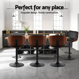 Furniture > Bar Stools & Chairs > Table & Bar Stools - Artiss 4x Bar Stools Gas Lift Leather Padded Black - Garden Yard