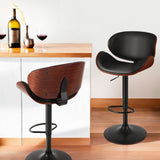 Furniture > Bar Stools & Chairs > Table & Bar Stools - Artiss 4x Bar Stools Gas Lift Leather Padded Black - Garden Yard