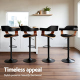 Furniture > Bar Stools & Chairs > Table & Bar Stools - Artiss 4x Bar Stools Gas Lift Leather w/Armrest All Black - Garden Yard