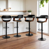 Furniture > Bar Stools & Chairs > Table & Bar Stools - Artiss 4x Bar Stools Gas Lift Leather w/Armrest All Black - Garden Yard