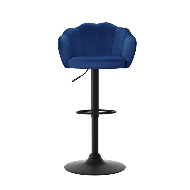 Furniture > Bar Stools & Chairs > Table & Bar Stools - Artiss 4x Bar Stools Gas Lift Velvet Blue - Garden Yard