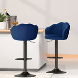 Furniture > Bar Stools & Chairs > Table & Bar Stools - Artiss 4x Bar Stools Gas Lift Velvet Blue - Garden Yard