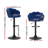 Furniture > Bar Stools & Chairs > Table & Bar Stools - Artiss 4x Bar Stools Gas Lift Velvet Blue - Garden Yard