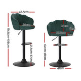 Furniture > Bar Stools & Chairs > Table & Bar Stools - Artiss 4x Bar Stools Gas Lift Velvet Green - Garden Yard