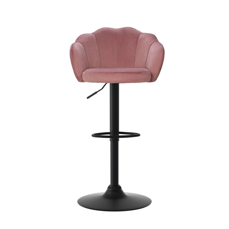 Furniture > Bar Stools & Chairs > Table & Bar Stools - Artiss 4x Bar Stools Gas Lift Velvet Pink - Garden Yard