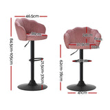 Furniture > Bar Stools & Chairs > Table & Bar Stools - Artiss 4x Bar Stools Gas Lift Velvet Pink - Garden Yard