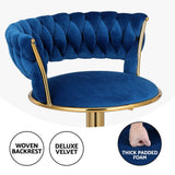 Furniture > Bar Stools & Chairs > Table & Bar Stools - Artiss 4x Bar Stools Gas Lift Velvet Woven Backrest Navy - Garden Yard