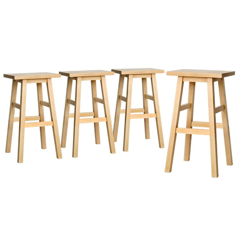 Furniture > Bar Stools & Chairs > Table & Bar Stools - Artiss 4x Bar Stools Kitchen Chairs Wooden Nature - Garden Yard