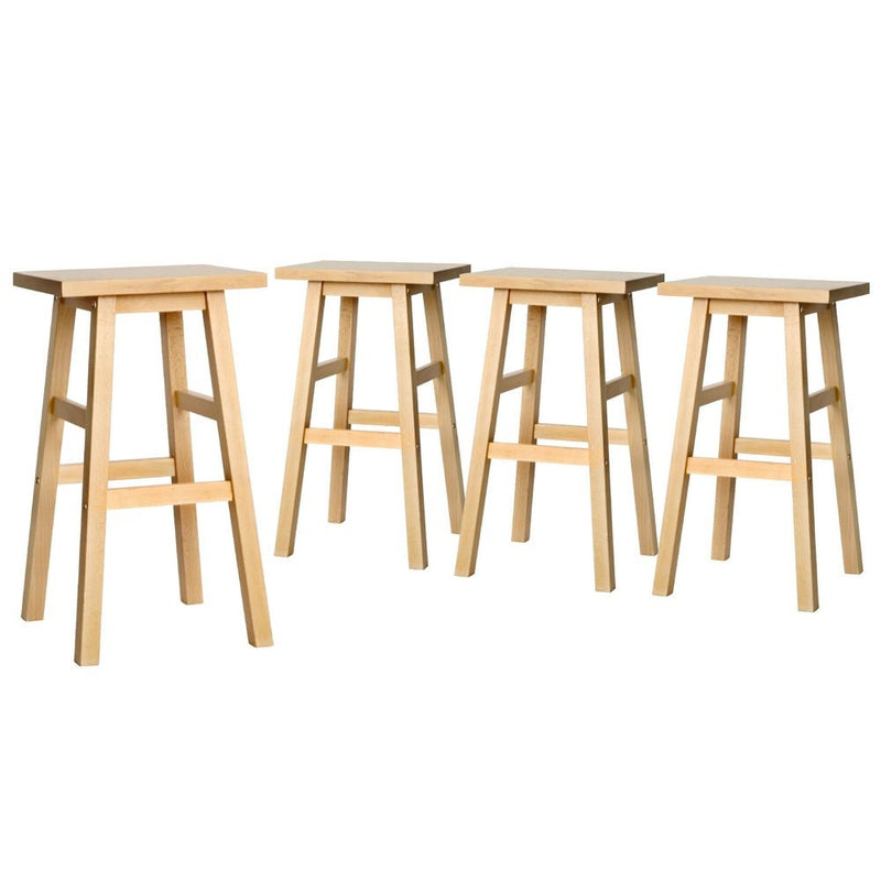 Furniture > Bar Stools & Chairs > Table & Bar Stools - Artiss 4x Bar Stools Kitchen Chairs Wooden Nature - Garden Yard