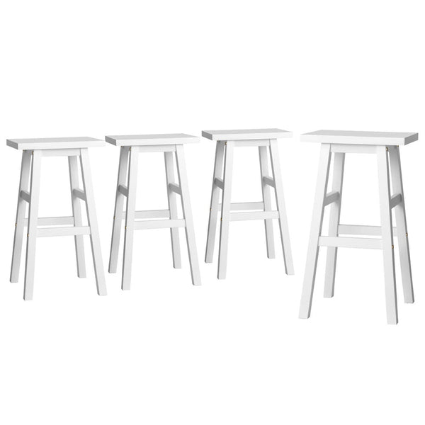 Furniture > Bar Stools & Chairs > Table & Bar Stools - Artiss 4x Bar Stools Kitchen Chairs Wooden White - Garden Yard