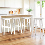 Furniture > Bar Stools & Chairs > Table & Bar Stools - Artiss 4x Bar Stools Kitchen Chairs Wooden White - Garden Yard