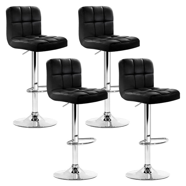 Furniture > Bar Stools & Chairs > Table & Bar Stools - Artiss 4x Bar Stools Leather Gas Lift Black - Garden Yard