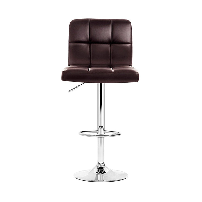 Furniture > Bar Stools & Chairs > Table & Bar Stools - Artiss 4x Bar Stools Leather Gas Lift Brown - Garden Yard