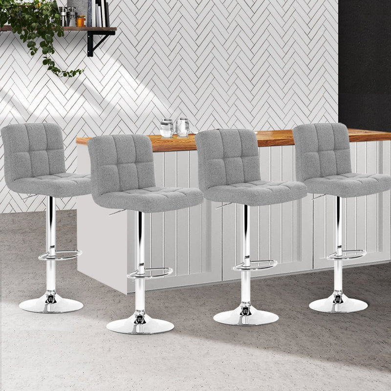 Furniture > Bar Stools & Chairs > Table & Bar Stools - Artiss 4x Bar Stools Leather Gas Lift Grey - Garden Yard