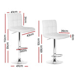 Furniture > Bar Stools & Chairs > Table & Bar Stools - Artiss 4x Bar Stools Leather Gas Lift White - Garden Yard