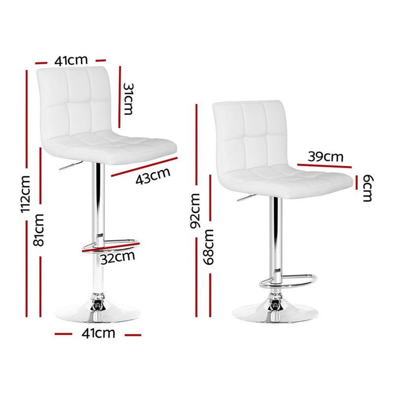 Furniture > Bar Stools & Chairs > Table & Bar Stools - Artiss 4x Bar Stools Leather Gas Lift White - Garden Yard