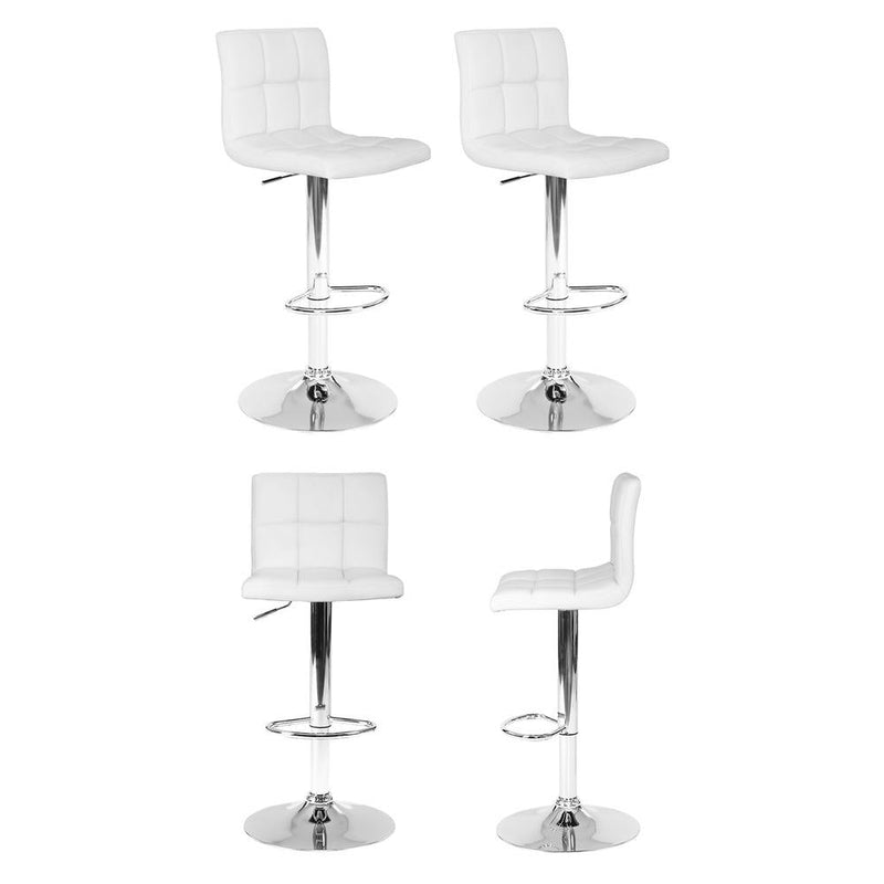 Furniture > Bar Stools & Chairs > Table & Bar Stools - Artiss 4x Bar Stools Leather Gas Lift White - Garden Yard