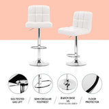 Furniture > Bar Stools & Chairs > Table & Bar Stools - Artiss 4x Bar Stools Leather Gas Lift White - Garden Yard