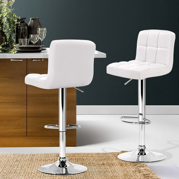 Furniture > Bar Stools & Chairs > Table & Bar Stools - Artiss 4x Bar Stools Leather Gas Lift White - Garden Yard