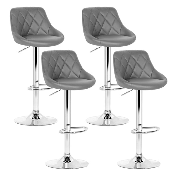 Furniture > Bar Stools & Chairs > Table & Bar Stools - Artiss 4x Bar Stools Leather Padded Gas Lift Grey - Garden Yard
