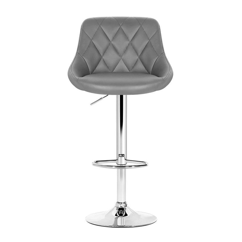 Furniture > Bar Stools & Chairs > Table & Bar Stools - Artiss 4x Bar Stools Leather Padded Gas Lift Grey - Garden Yard