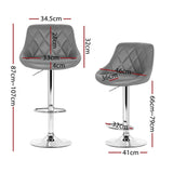 Furniture > Bar Stools & Chairs > Table & Bar Stools - Artiss 4x Bar Stools Leather Padded Gas Lift Grey - Garden Yard