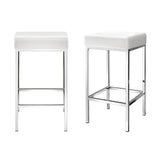 Furniture > Bar Stools & Chairs > Table & Bar Stools - Artiss 4x Bar Stools Leather Padded Metal White - Garden Yard