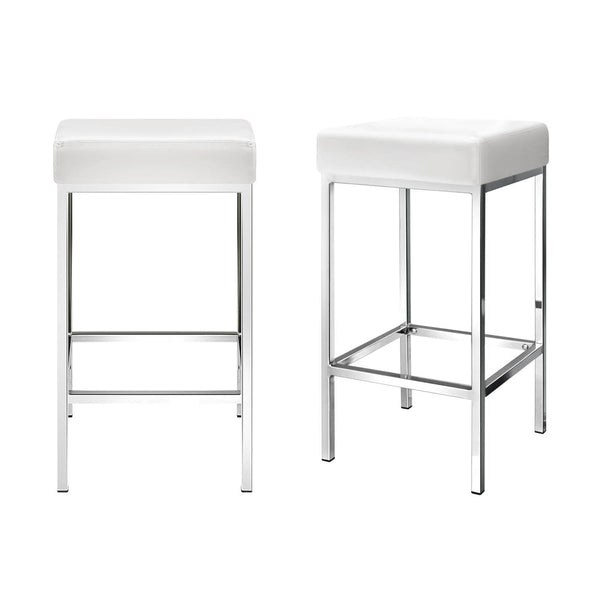 Furniture > Bar Stools & Chairs > Table & Bar Stools - Artiss 4x Bar Stools Leather Padded Metal White - Garden Yard