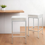 Furniture > Bar Stools & Chairs > Table & Bar Stools - Artiss 4x Bar Stools Leather Padded Metal White - Garden Yard