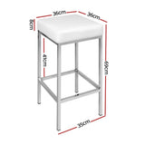 Furniture > Bar Stools & Chairs > Table & Bar Stools - Artiss 4x Bar Stools Leather Padded Metal White - Garden Yard