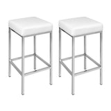 Furniture > Bar Stools & Chairs > Table & Bar Stools - Artiss 4x Bar Stools Leather Padded Metal White - Garden Yard