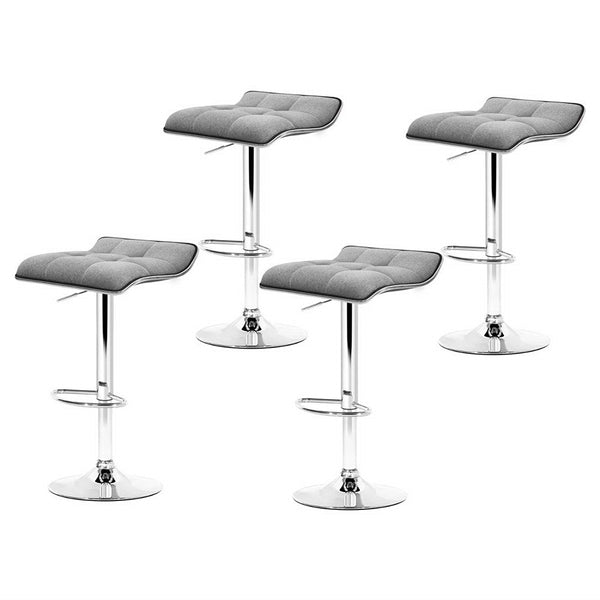 Furniture > Bar Stools & Chairs > Table & Bar Stools - Artiss 4x Bar Stools Linen Padded Gas Lift - Garden Yard