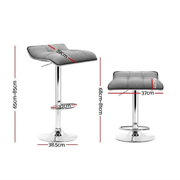 Furniture > Bar Stools & Chairs > Table & Bar Stools - Artiss 4x Bar Stools Linen Padded Gas Lift - Garden Yard