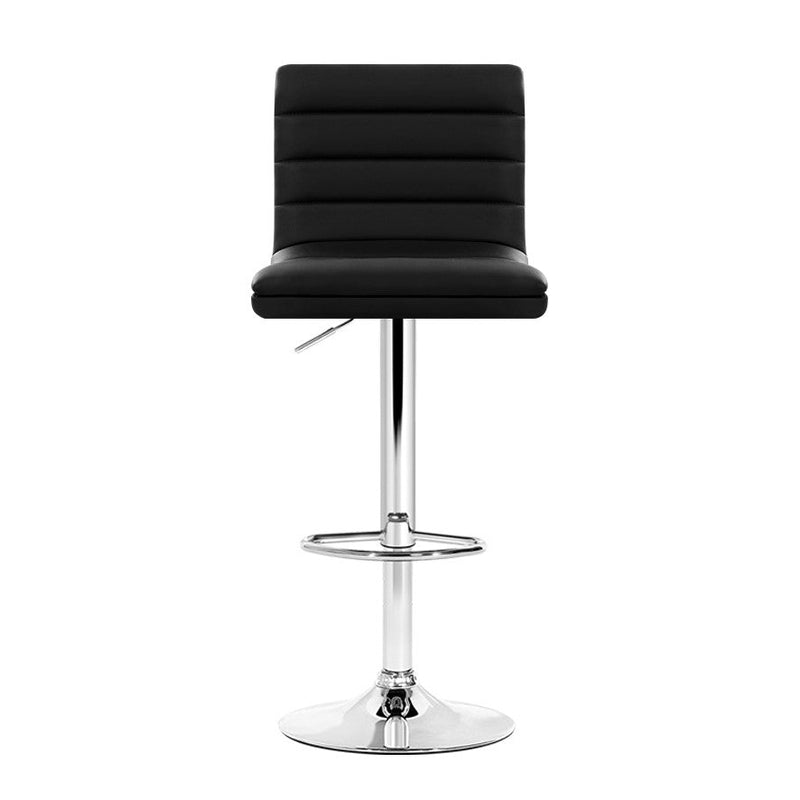 Furniture > Bar Stools & Chairs > Table & Bar Stools - Artiss 4x Bar Stools Padded Leather Gas Lift Black - Garden Yard