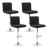 Furniture > Bar Stools & Chairs > Table & Bar Stools - Artiss 4x Bar Stools Padded Leather Gas Lift Black - Garden Yard