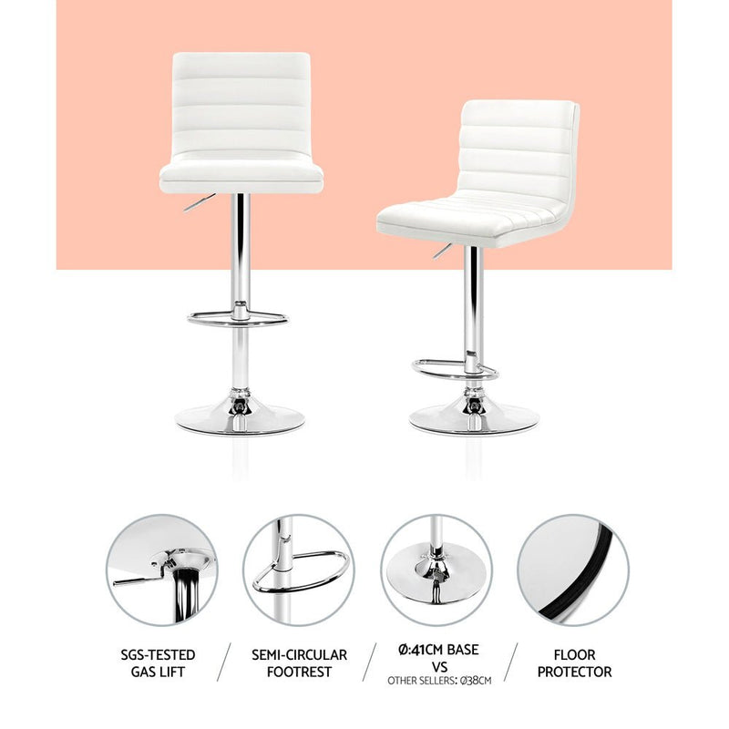 Furniture > Bar Stools & Chairs > Table & Bar Stools - Artiss 4x Bar Stools Padded Leather Gas Lift White - Garden Yard