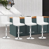 Furniture > Bar Stools & Chairs > Table & Bar Stools - Artiss 4x Bar Stools Padded Leather Gas Lift White - Garden Yard