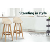 Furniture > Bar Stools & Chairs > Table & Bar Stools - Artiss 4x Bar Stools Padded Leather Wooden Beige - Garden Yard