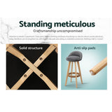 Furniture > Bar Stools & Chairs > Table & Bar Stools - Artiss 4x Bar Stools Padded Linen Wooden Grey - Garden Yard