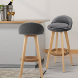 Furniture > Bar Stools & Chairs > Table & Bar Stools - Artiss 4x Bar Stools Padded Linen Wooden Grey - Garden Yard