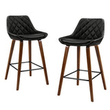 Furniture > Bar Stools & Chairs > Table & Bar Stools - Artiss 4x Bar Stools PU Seat Wooden - Garden Yard