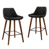 Furniture > Bar Stools & Chairs > Table & Bar Stools - Artiss 4x Bar Stools PU Seat Wooden - Garden Yard