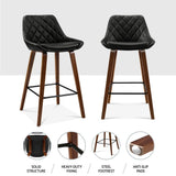 Furniture > Bar Stools & Chairs > Table & Bar Stools - Artiss 4x Bar Stools PU Seat Wooden - Garden Yard