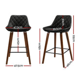 Furniture > Bar Stools & Chairs > Table & Bar Stools - Artiss 4x Bar Stools PU Seat Wooden - Garden Yard