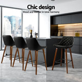 Furniture > Bar Stools & Chairs > Table & Bar Stools - Artiss 4x Bar Stools PU Seat Wooden - Garden Yard