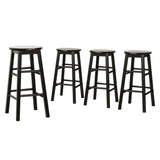 Furniture > Bar Stools & Chairs > Table & Bar Stools - Artiss 4x Bar Stools Round Chairs Wooden Black - Garden Yard